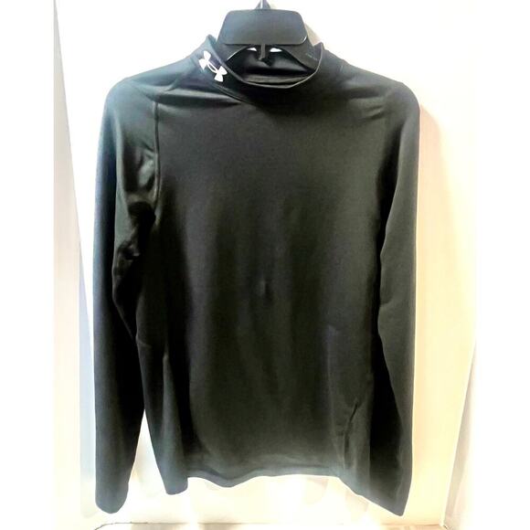 UNDER ARMOUR ColdGear Black Long Sleeve Mock Neck Compression Shirt Top Base YXL - Picture 1 of 6